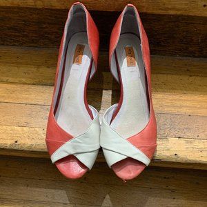 Miz Mooz Red/Cream leather kitten heels